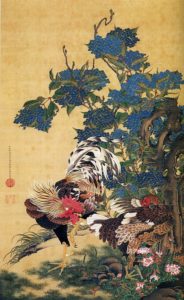 Rooster and Hydrangeas Ito Jakuchu