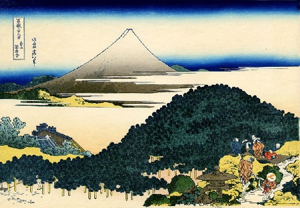 Ukiyo-e art print, 'Cushion Pine at Aoyama' by Katsushika Hokusai ...