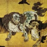 Famous Japanese art painting, chinese lions by Kano Eitoku