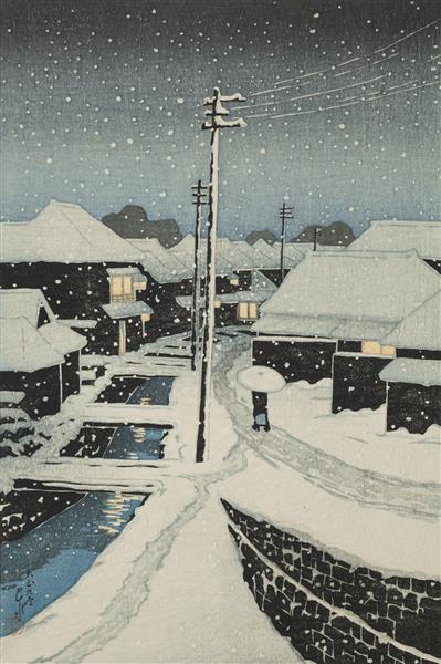 Evening Snow at Terashima Village